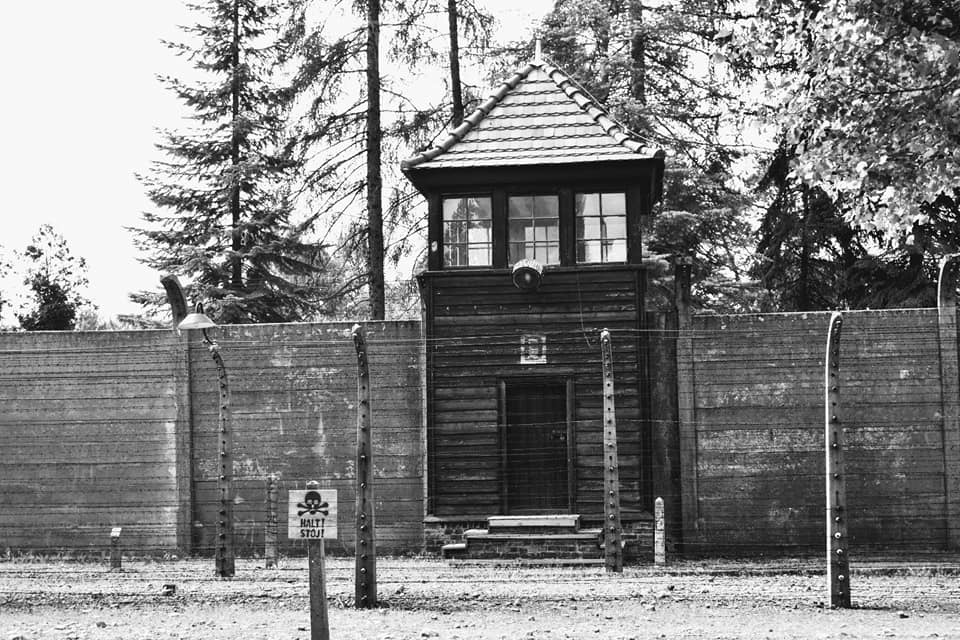 caseta vigilancia - campo de concentración - árboles